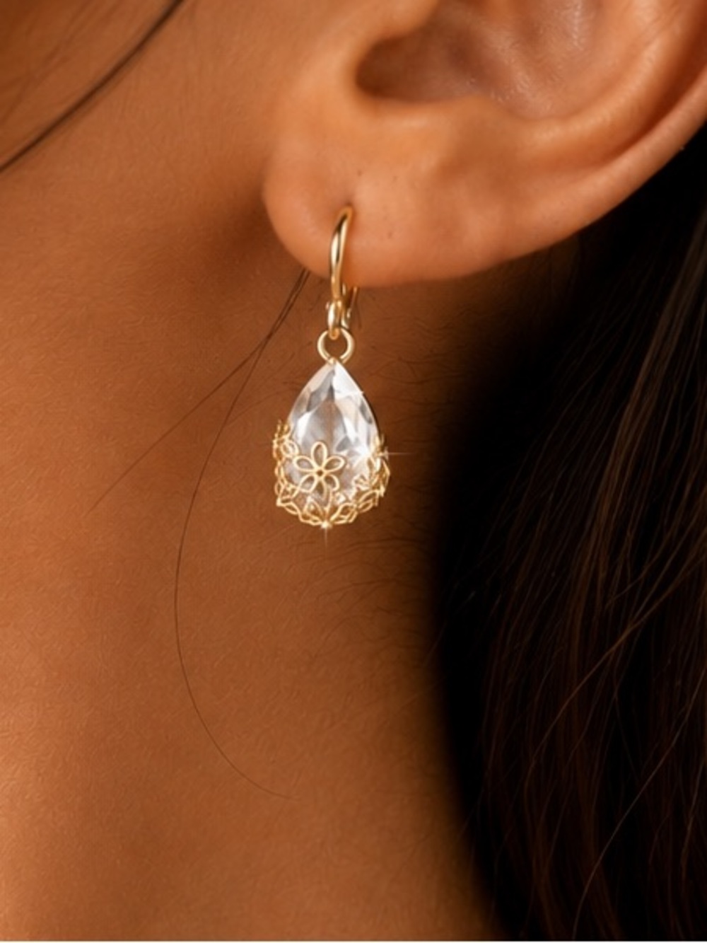 #139 Gold Plated Stainless Steel Waterdrop Earrings